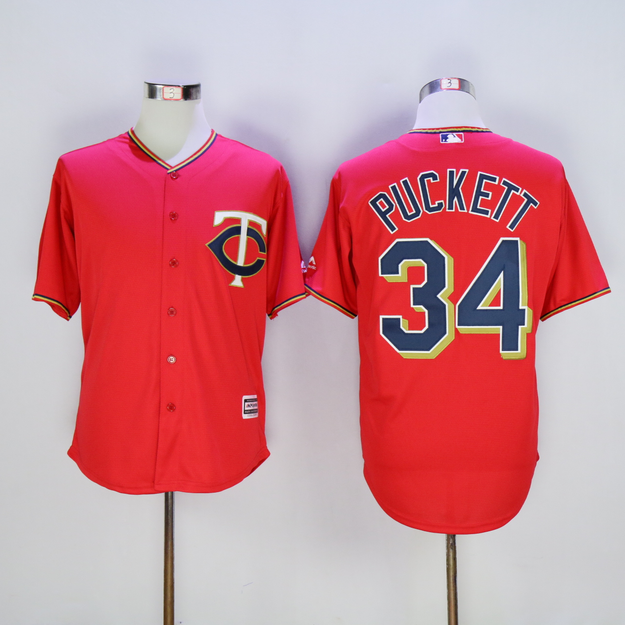 Men Minnesota Twins #34 Puckett Red MLB Jerseys